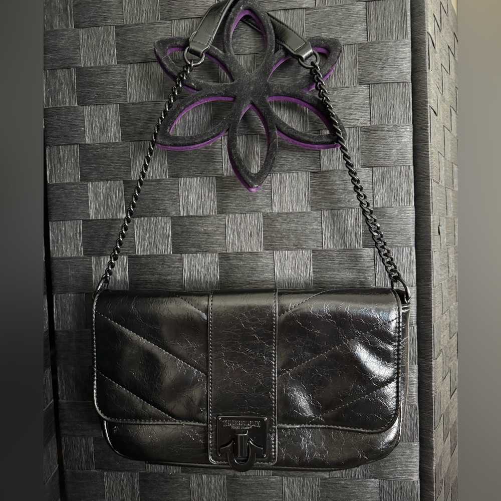 Black Quilted Leather Shoulder Bag TRUE RELIGION